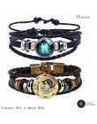 2 sztuk/zestaw 12 konstelacji bransoletki Luminous Charm bransoletka skórzana zodiak horoskop pleciona bransoletka mężczyźni kob