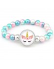 Jednorożec koraliki bransoletki 18mm przystawki przyciski Dome Cabochon flamingi Charms Trendy bransoletki dziewczyny kobiety ch