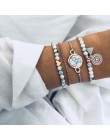 6 sztuk/zestaw zestaw bransoletek dla kobiet Boho Gem Shell Turtle Leaf korale skórzana wielowarstwowa bransoletka Charm Lady Go