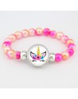 Jednorożec koraliki bransoletki 18mm przystawki przyciski Dome Cabochon flamingi Charms Trendy bransoletki dziewczyny kobiety ch