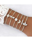6 sztuk/zestaw zestaw bransoletek dla kobiet Boho Gem Shell Turtle Leaf korale skórzana wielowarstwowa bransoletka Charm Lady Go