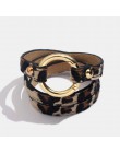 Flatfoosie Fashion ZA Leopard bransoletki dla kobiet Boho guzik o złotym kolorze skórzana bransoletka w stylu vintage świąteczna