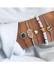 6 sztuk/zestaw zestaw bransoletek dla kobiet Boho Gem Shell Turtle Leaf korale skórzana wielowarstwowa bransoletka Charm Lady Go