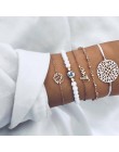 6 sztuk/zestaw zestaw bransoletek dla kobiet Boho Gem Shell Turtle Leaf korale skórzana wielowarstwowa bransoletka Charm Lady Go