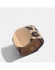 Flatfoosie Fashion ZA Leopard bransoletki dla kobiet Boho guzik o złotym kolorze skórzana bransoletka w stylu vintage świąteczna