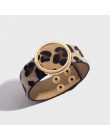 Flatfoosie Fashion ZA Leopard bransoletki dla kobiet Boho guzik o złotym kolorze skórzana bransoletka w stylu vintage świąteczna