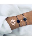 6 sztuk/zestaw zestaw bransoletek dla kobiet Boho Gem Shell Turtle Leaf korale skórzana wielowarstwowa bransoletka Charm Lady Go