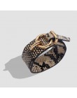 Flatfoosie Fashion ZA Leopard bransoletki dla kobiet Boho guzik o złotym kolorze skórzana bransoletka w stylu vintage świąteczna