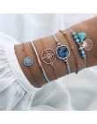 6 sztuk/zestaw zestaw bransoletek dla kobiet Boho Gem Shell Turtle Leaf korale skórzana wielowarstwowa bransoletka Charm Lady Go