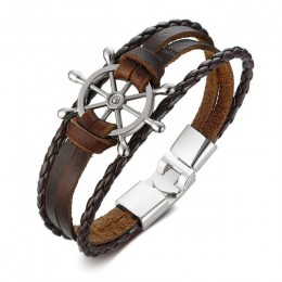 Vnox Vintage ster Charm bransoletka dla mężczyzn wielowarstwowa skórzana linka bransoletki bransoletki 7.87 "pulseira masculina