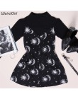 Weirdgirl damskie sukienki luźna dekolt bez rękawów mini sukienka czarne słońce księżyc gwiazda drukowanie elegancki damski, wio