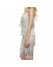Sukienka z frędzlami kobiety Sexy Summer Flapper Beach Dress Strap głęboki dekolt czarny srebrno-biały krótki Fringe sukienek A-