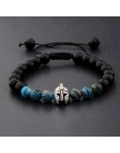 DOUVEI Drop Shipping Roman rycerz Spartan wojownik Gladiator kask bransoletka mężczyźni kamień bransoletka z koralików Mala joga