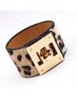 D & D Fashion Leopard Charm skórzane bransoletki dla kobiet proste wszystkie mecze OL V słowo szeroka bransoletka mankietowa Fem