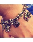 Jeśli mnie Vintage artystyczne złote kolorowy słoń serce Charms bransoletki dla kobiet moda łańcuch prezent biżuteria Pulseira F