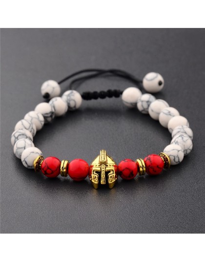 DOUVEI Drop Shipping Roman rycerz Spartan wojownik Gladiator kask bransoletka mężczyźni kamień bransoletka z koralików Mala joga