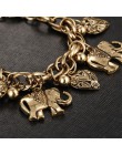 Jeśli mnie Vintage artystyczne złote kolorowy słoń serce Charms bransoletki dla kobiet moda łańcuch prezent biżuteria Pulseira F