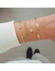 Modyle 4 sztuk/zestaw czeski prosty złoty kolor metalowa bransoletka zestaw dla kobiet Punk Vintage bransoletki bransoletki biżu