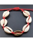Złoty kolor Cowrie Shell bransoletki dla kobiet Pearl koraliki urok mankiet otwarcie bransoletka czeski plaża biżuteria Pulseras