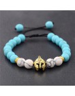 DOUVEI Drop Shipping Roman rycerz Spartan wojownik Gladiator kask bransoletka mężczyźni kamień bransoletka z koralików Mala joga