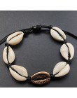 Złoty kolor Cowrie Shell bransoletki dla kobiet Pearl koraliki urok mankiet otwarcie bransoletka czeski plaża biżuteria Pulseras