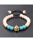 DOUVEI Drop Shipping Roman rycerz Spartan wojownik Gladiator kask bransoletka mężczyźni kamień bransoletka z koralików Mala joga