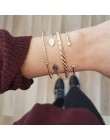 Modyle 4 sztuk/zestaw czeski prosty złoty kolor metalowa bransoletka zestaw dla kobiet Punk Vintage bransoletki bransoletki biżu