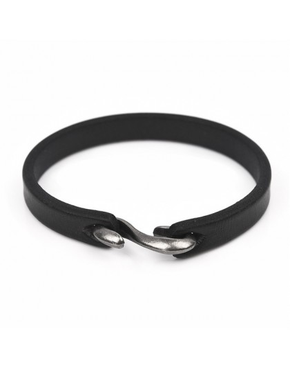 Jiayiqi mężczyźni bransoletka Vintage czarny/brązowa prawdziwa skóra Hook bransoletka męska bransoletka bransoletki biżuteria mę
