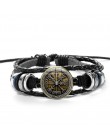 SIAN Viking Compass wielowarstwowa drewniana bransoletka z koralików męska moda codzienna plecione skórzane bransoletki bransole