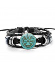SIAN Viking Compass wielowarstwowa drewniana bransoletka z koralików męska moda codzienna plecione skórzane bransoletki bransole