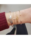 Modyle 4 sztuk/zestaw czeski prosty złoty kolor metalowa bransoletka zestaw dla kobiet Punk Vintage bransoletki bransoletki biżu