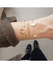 Modyle 4 sztuk/zestaw czeski prosty złoty kolor metalowa bransoletka zestaw dla kobiet Punk Vintage bransoletki bransoletki biżu