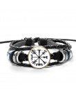 SIAN Viking Compass wielowarstwowa drewniana bransoletka z koralików męska moda codzienna plecione skórzane bransoletki bransole