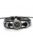 SIAN Viking Compass wielowarstwowa drewniana bransoletka z koralików męska moda codzienna plecione skórzane bransoletki bransole