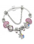 TOGORY autentyczny kolor srebrny Mickey Charm bransoletka z kreskówka Minnie koraliki delikatna bransoletka dla kobiet chłopiec 