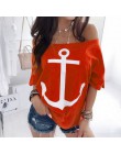 Fanbety kobiety sexy off shoulder zestawy dwuczęściowe sukienka kotwica łodzi koszule z nadrukiem sukienka w paski zestawy Lady 