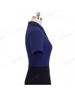 Ładny-zawsze Vintage kontrast kolorowy Patchwork nosić do pracy węzeł vestidos Bodycon biuro biznes obcisła damska sukienka B430