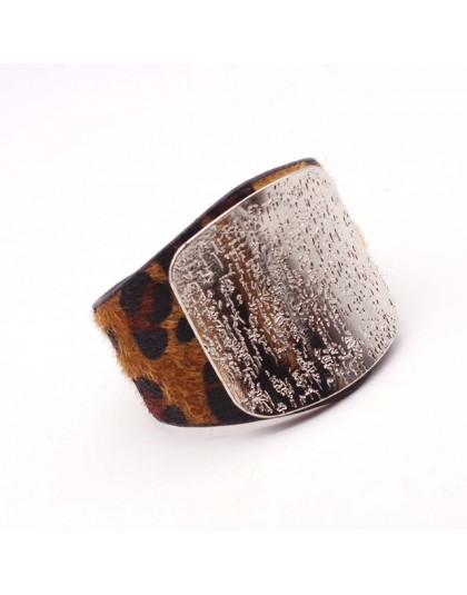 D & D Fashion Leopard Charm skórzane bransoletki dla kobiet proste wszystkie mecze OL V słowo szeroka bransoletka mankietowa Fem