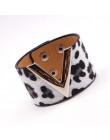 D & D Fashion Leopard Charm skórzane bransoletki dla kobiet proste wszystkie mecze OL V słowo szeroka bransoletka mankietowa Fem