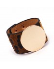 D & D Fashion Leopard Charm skórzane bransoletki dla kobiet proste wszystkie mecze OL V słowo szeroka bransoletka mankietowa Fem