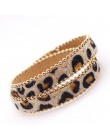 D & D Fashion Leopard Charm skórzane bransoletki dla kobiet proste wszystkie mecze OL V słowo szeroka bransoletka mankietowa Fem