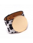 D & D Fashion Leopard Charm skórzane bransoletki dla kobiet proste wszystkie mecze OL V słowo szeroka bransoletka mankietowa Fem