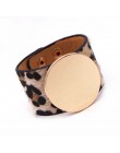 D & D Fashion Leopard Charm skórzane bransoletki dla kobiet proste wszystkie mecze OL V słowo szeroka bransoletka mankietowa Fem