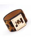 D & D Fashion Leopard Charm skórzane bransoletki dla kobiet proste wszystkie mecze OL V słowo szeroka bransoletka mankietowa Fem