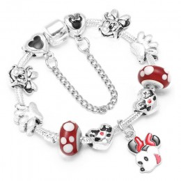 Boosbiy Mickey Minnie Charms bransoletka z koraliki ze szkła murano z Mickey wisiorek markowe bransoletki bransoletki dzień matk