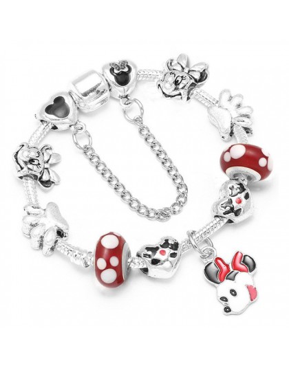 Boosbiy Mickey Minnie Charms bransoletka z koraliki ze szkła murano z Mickey wisiorek markowe bransoletki bransoletki dzień matk