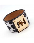 D & D Fashion Leopard Charm skórzane bransoletki dla kobiet proste wszystkie mecze OL V słowo szeroka bransoletka mankietowa Fem