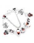 Boosbiy Mickey Minnie Charms bransoletka z koraliki ze szkła murano z Mickey wisiorek markowe bransoletki bransoletki dzień matk