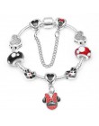 Boosbiy Mickey Minnie Charms bransoletka z koraliki ze szkła murano z Mickey wisiorek markowe bransoletki bransoletki dzień matk