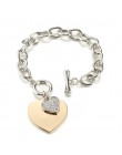 Shefly Love Heart Charm bransoletki dla kobiet złoty kolor srebrny Bileklik bransoletka i bransoletka biżuteria europa biżuteria